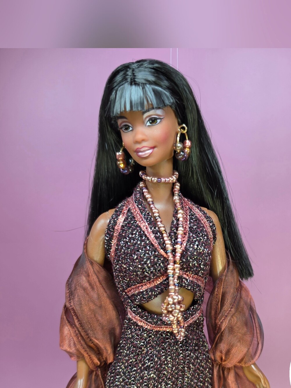 For TNT Barbie Doll- Copper Evening Ensemble